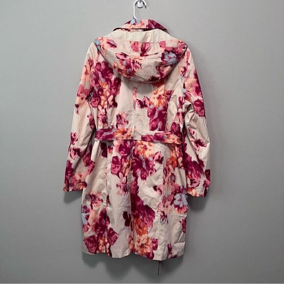 Chico's Ikat Floral Trench Coat W/Removeable Hood Size L NWOT! - Picture 3 of 9